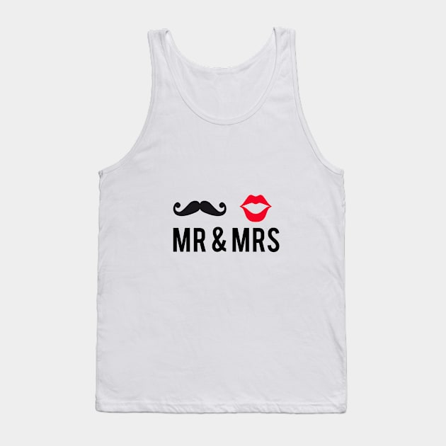 Mr and Mrs, text design with mustache and red lips Tank Top by beakraus